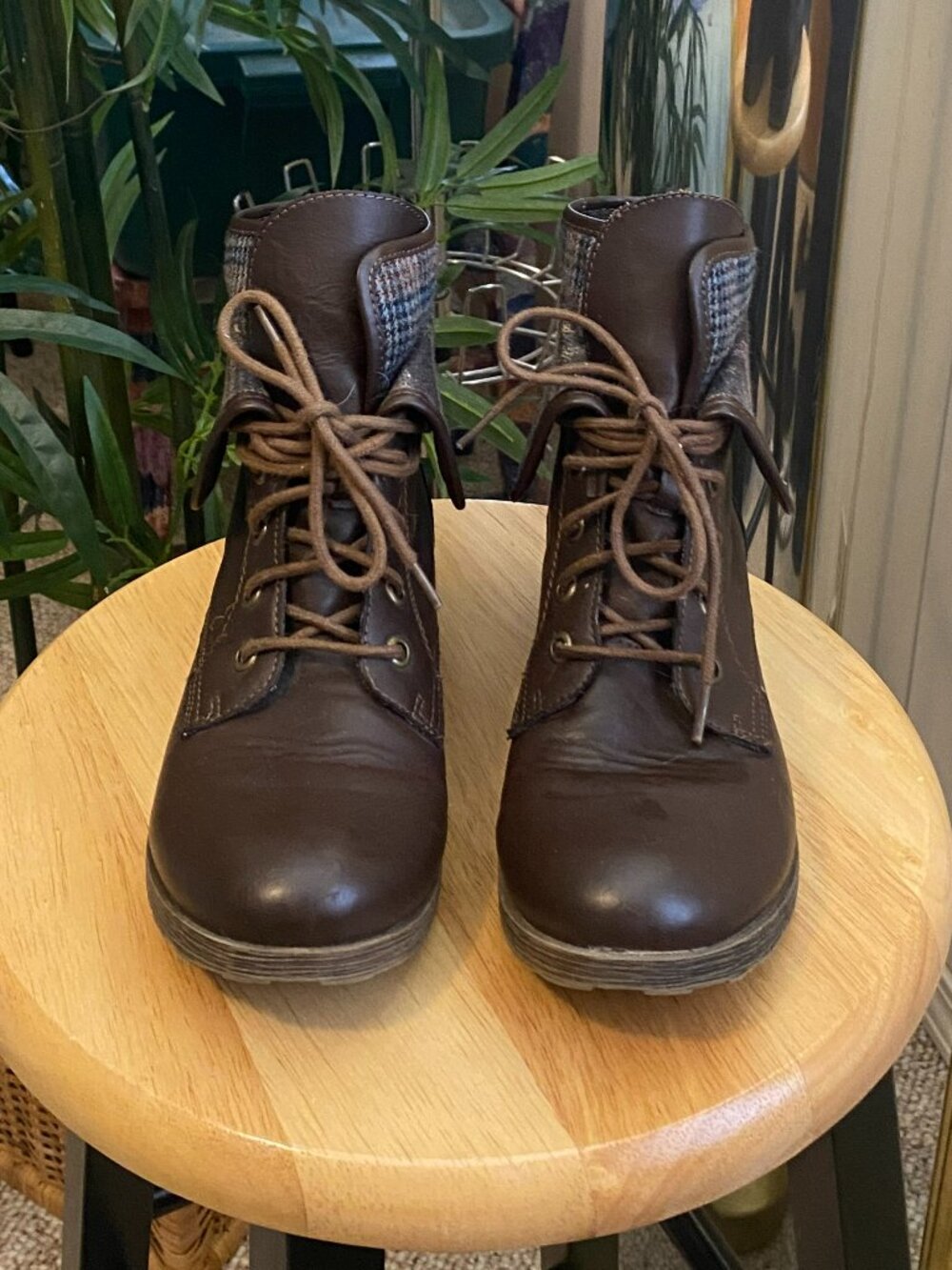 Brown & Plaid, "Rock and Candy" Boots Size 7